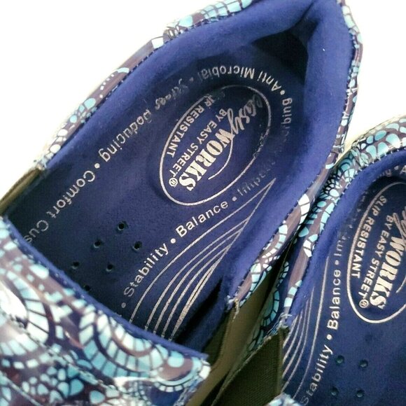 Easy Works by Easy Street Blue Paisley Slip on Clogs Shoes Women's Size 6M - Picture 5 of 12